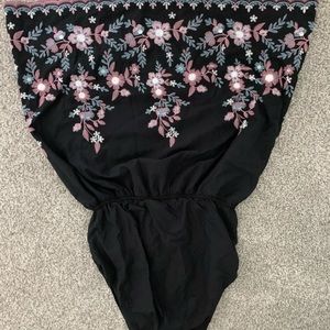 Black embroidered flower dress